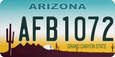 AZ license plate AFB1072