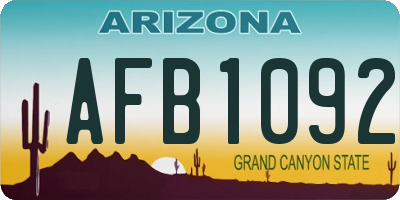 AZ license plate AFB1092