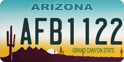 AZ license plate AFB1122