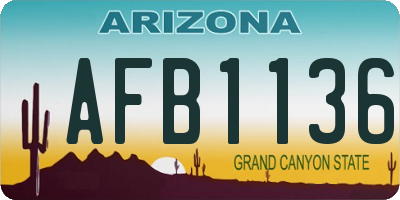 AZ license plate AFB1136