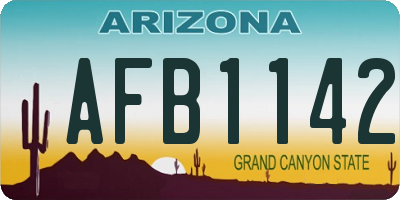 AZ license plate AFB1142
