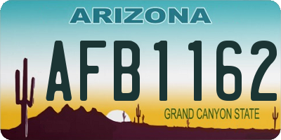 AZ license plate AFB1162