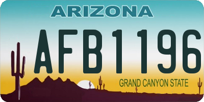 AZ license plate AFB1196