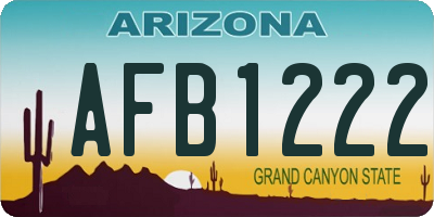 AZ license plate AFB1222