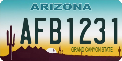 AZ license plate AFB1231