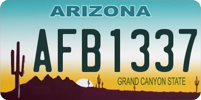 AZ license plate AFB1337