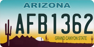 AZ license plate AFB1362