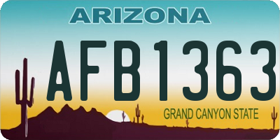 AZ license plate AFB1363