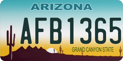 AZ license plate AFB1365