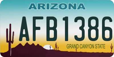 AZ license plate AFB1386