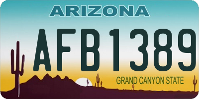 AZ license plate AFB1389