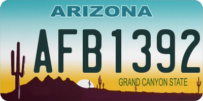 AZ license plate AFB1392