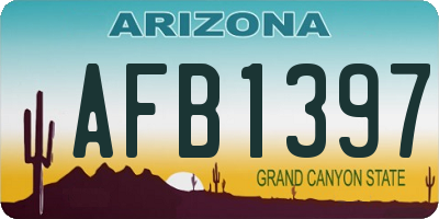 AZ license plate AFB1397
