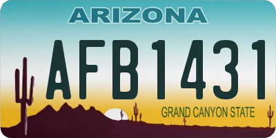 AZ license plate AFB1431
