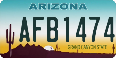 AZ license plate AFB1474