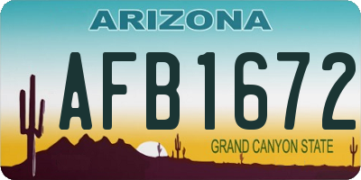 AZ license plate AFB1672