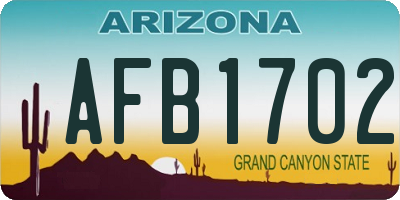 AZ license plate AFB1702
