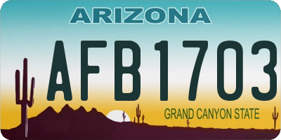 AZ license plate AFB1703