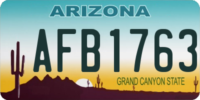 AZ license plate AFB1763