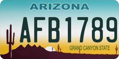 AZ license plate AFB1789