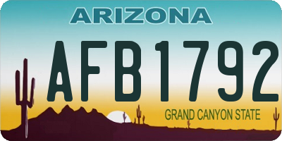 AZ license plate AFB1792