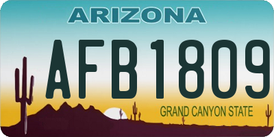 AZ license plate AFB1809