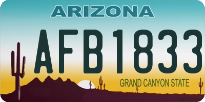 AZ license plate AFB1833
