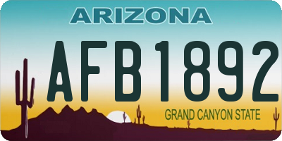 AZ license plate AFB1892