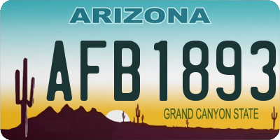 AZ license plate AFB1893