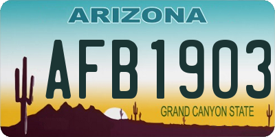 AZ license plate AFB1903