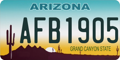 AZ license plate AFB1905