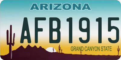 AZ license plate AFB1915