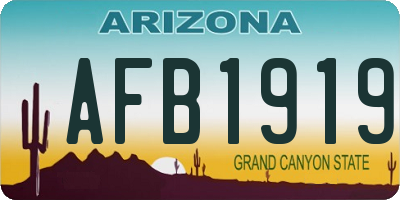 AZ license plate AFB1919