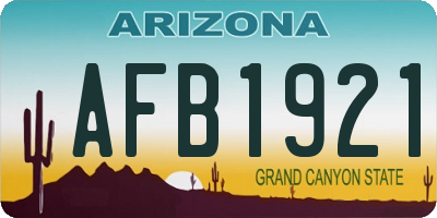 AZ license plate AFB1921