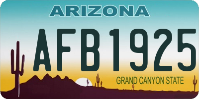 AZ license plate AFB1925