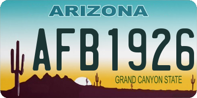 AZ license plate AFB1926