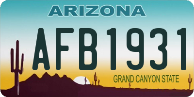 AZ license plate AFB1931