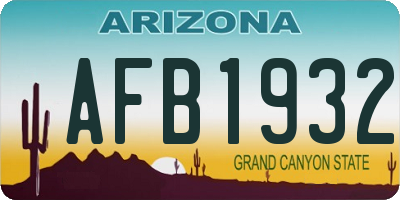 AZ license plate AFB1932