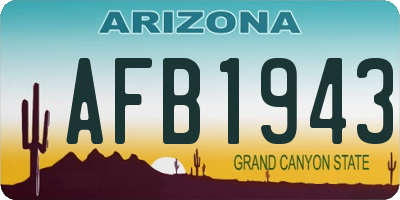 AZ license plate AFB1943