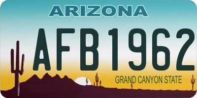 AZ license plate AFB1962