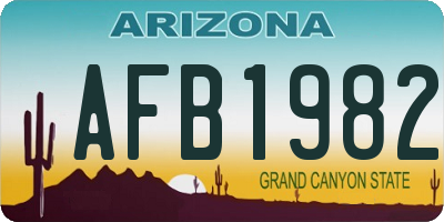 AZ license plate AFB1982
