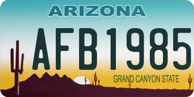 AZ license plate AFB1985