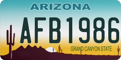 AZ license plate AFB1986