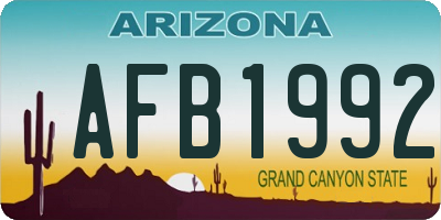 AZ license plate AFB1992