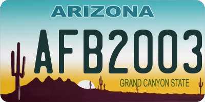 AZ license plate AFB2003