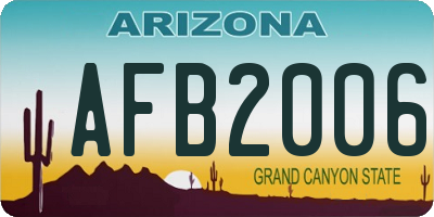 AZ license plate AFB2006