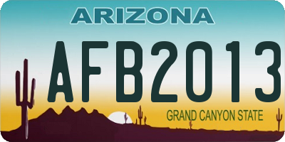 AZ license plate AFB2013