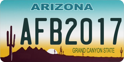 AZ license plate AFB2017