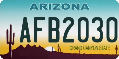 AZ license plate AFB2030
