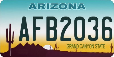 AZ license plate AFB2036